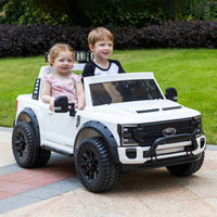 Moderno Kids Ford F450 Custom Edition 24V Kids Ride-On Car Truck with R/C Parental Remote | White