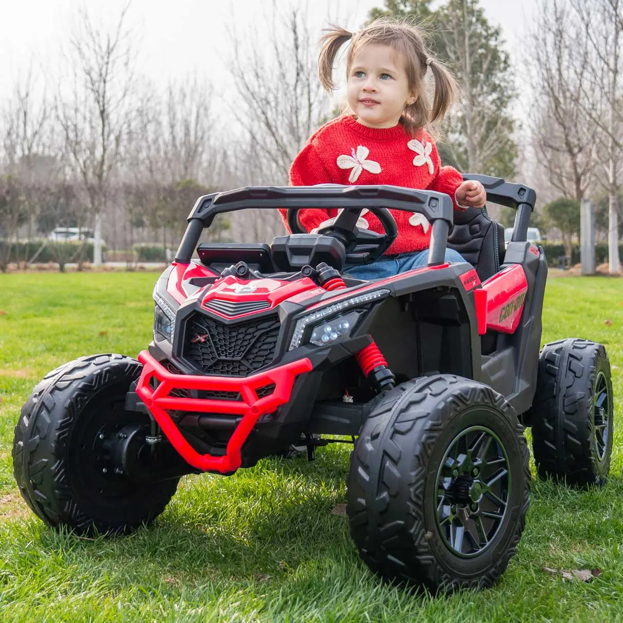 Moderno Kids Can-Am Maverick Custom Edition 24V Kids Ride-On UTV Buggy Car | Red