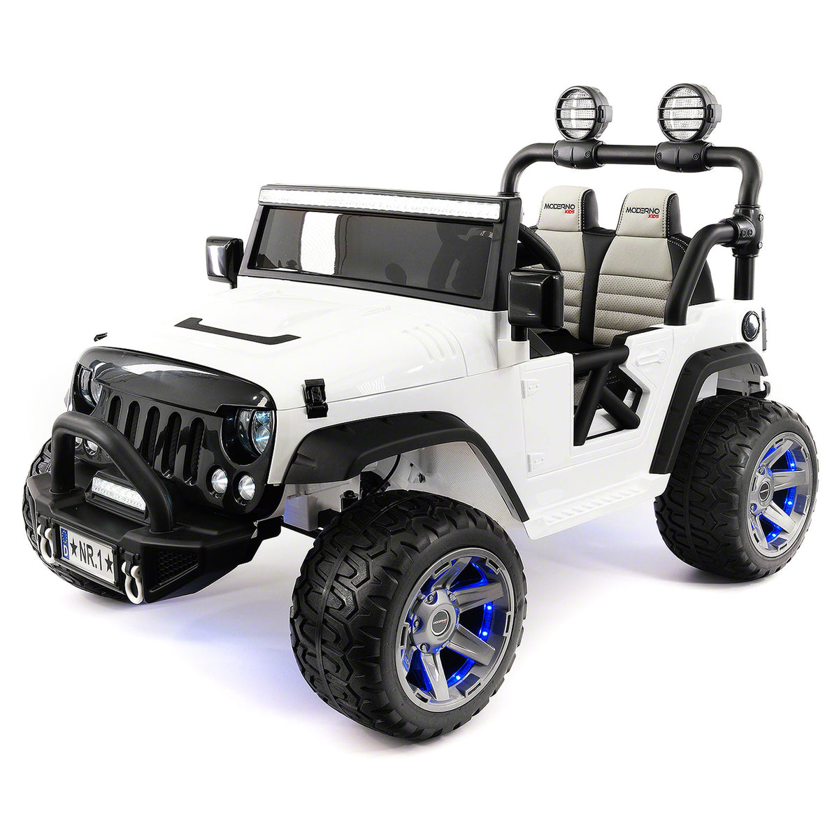 Moderno Kids Trail Explorer 12V Kids Ride-On Car Truck with R/C Parental Remote + Spare Battery | White