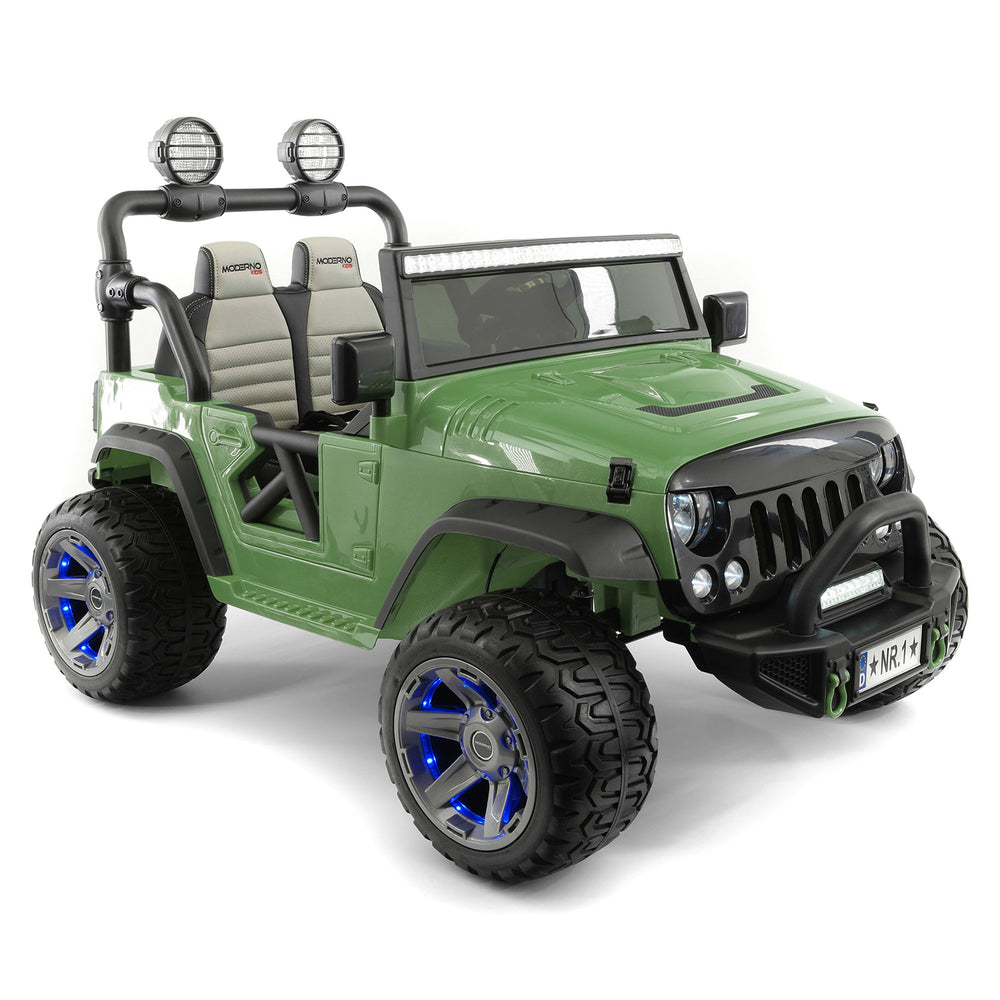 Moderno Kids Trail Explorer 12V Kids Ride-On Car Truck with R/C Parental Remote + Spare Battery | Olive