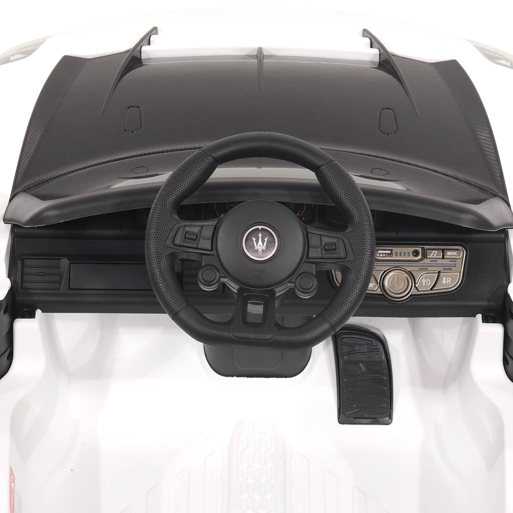 Moderno Kids Maserati GT2 24V Kids Ride-On Car with R/C Parental Remote | White