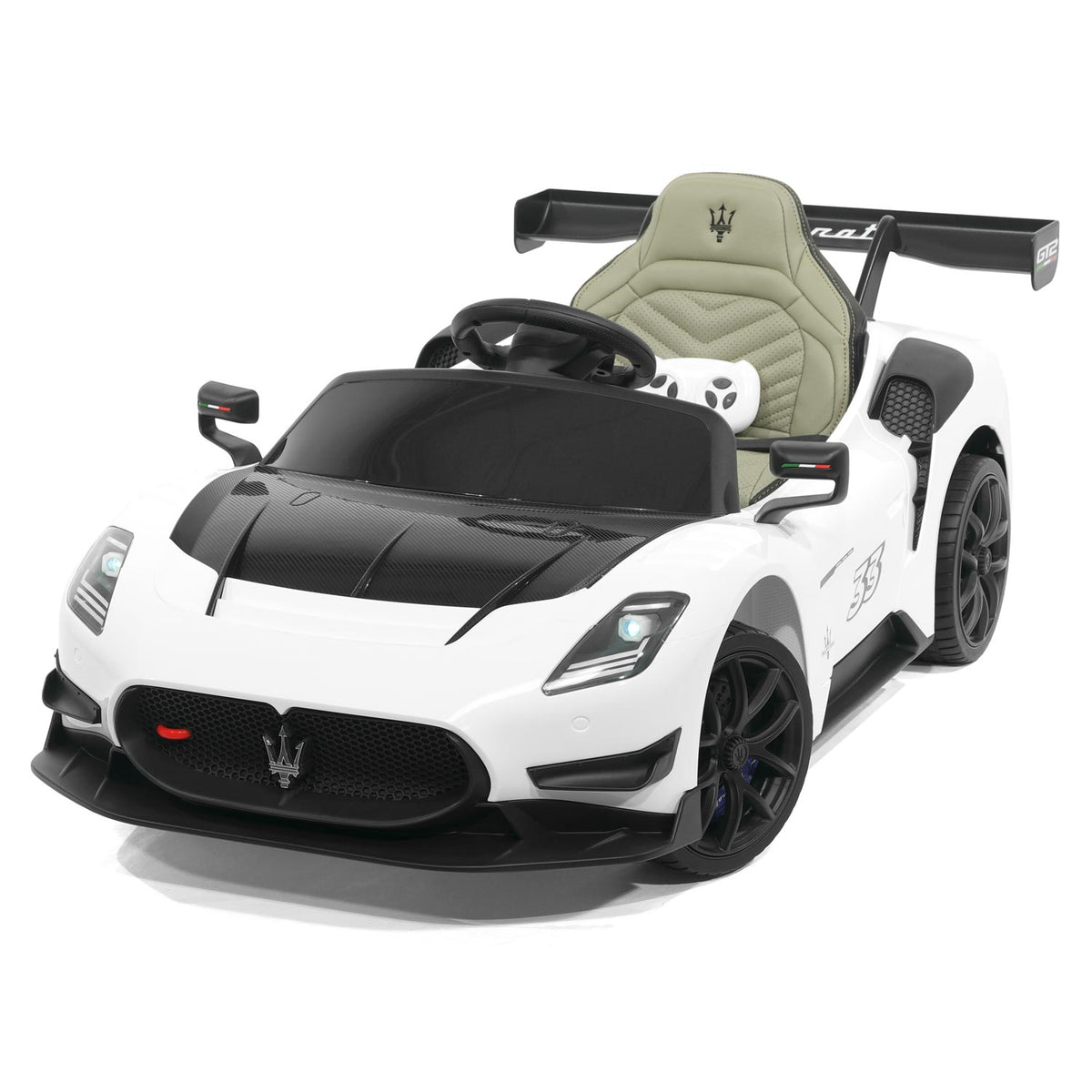 Moderno Kids Maserati GT2 24V Kids Ride-On Car with R/C Parental Remote | White