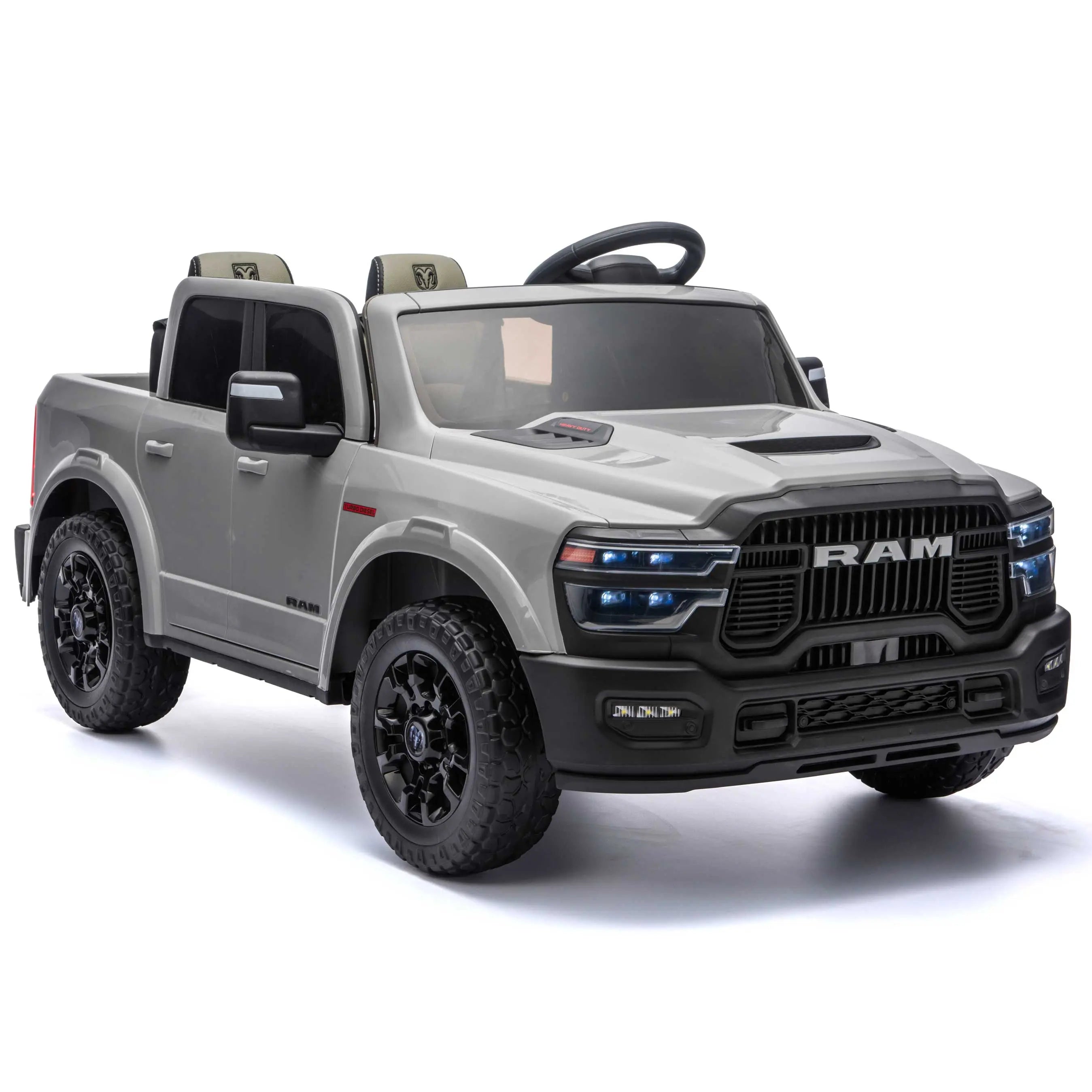 Moderno Kids Dodge Ram 2500 Rebel 24V Kids Ride-On Car Truck with R/C Parental Remote | Gray