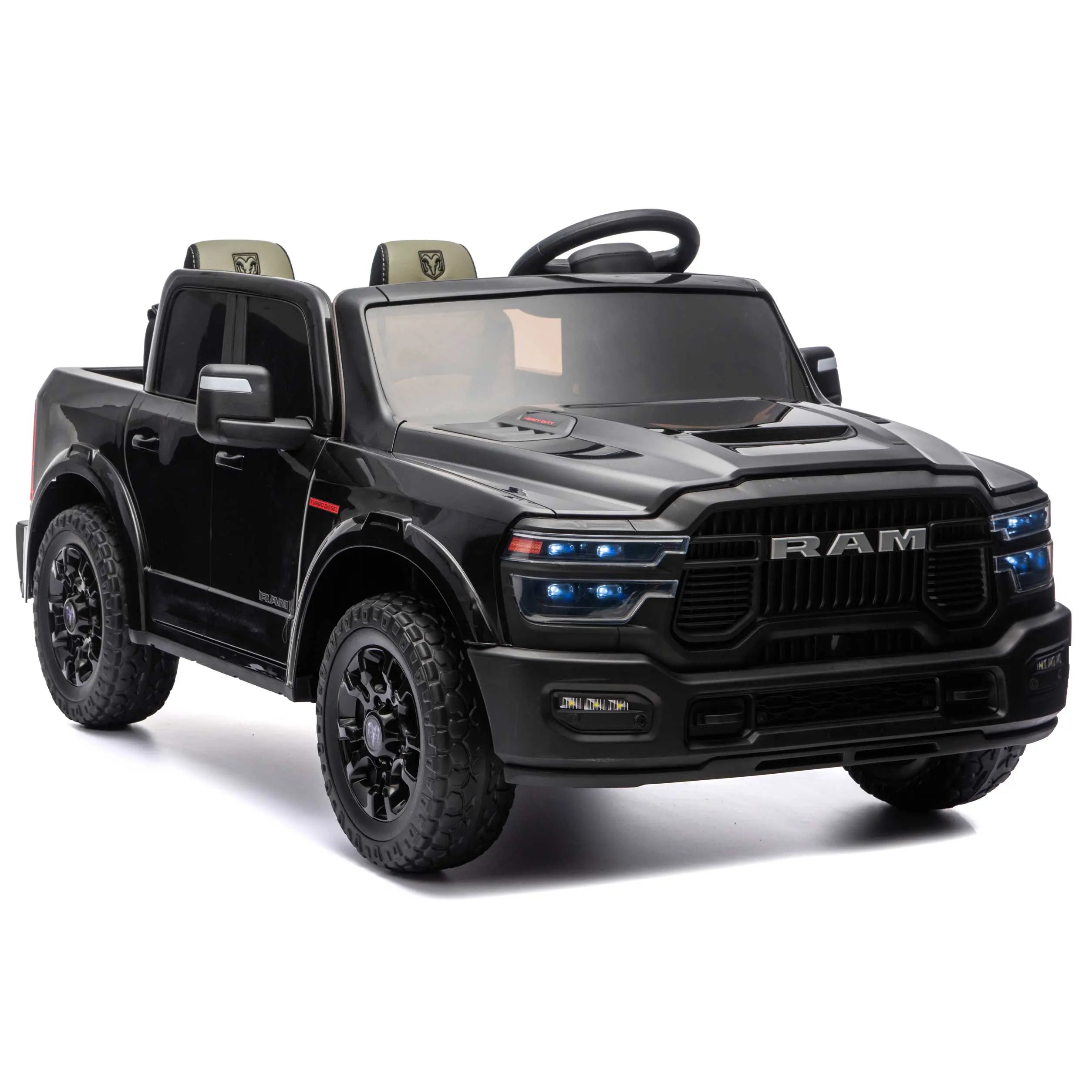 Moderno Kids Dodge Ram 2500 Rebel 24V Kids Ride-On Car Truck with R/C Parental Remote | Black