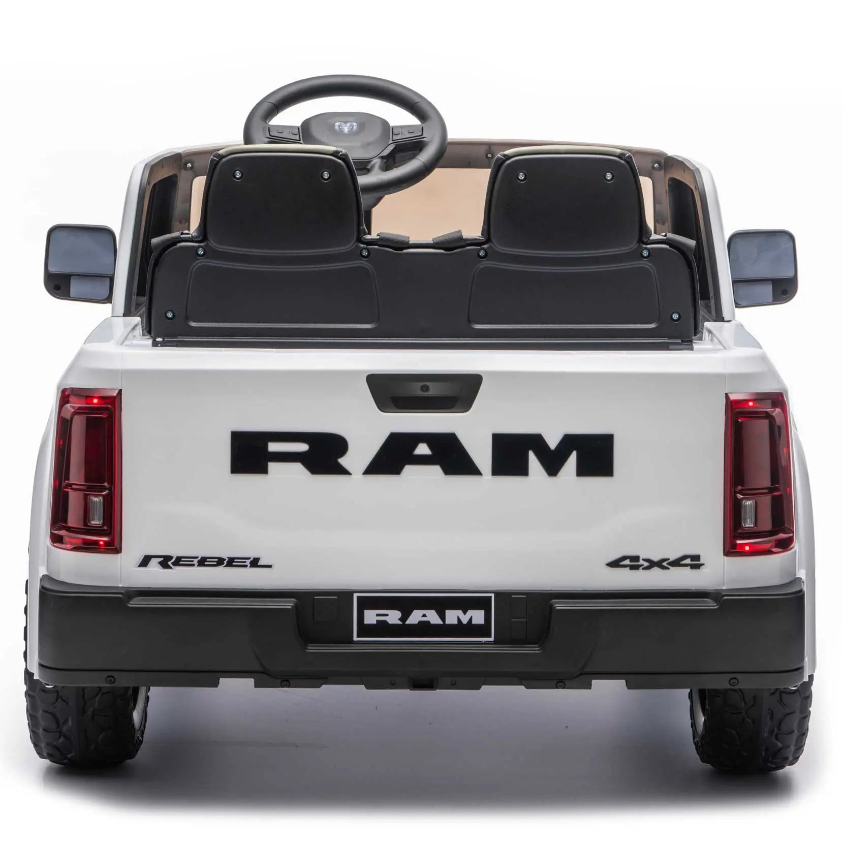 Moderno Kids Dodge Ram 2500 Rebel 24V Kids Ride-On Car Truck with R/C Parental Remote | White