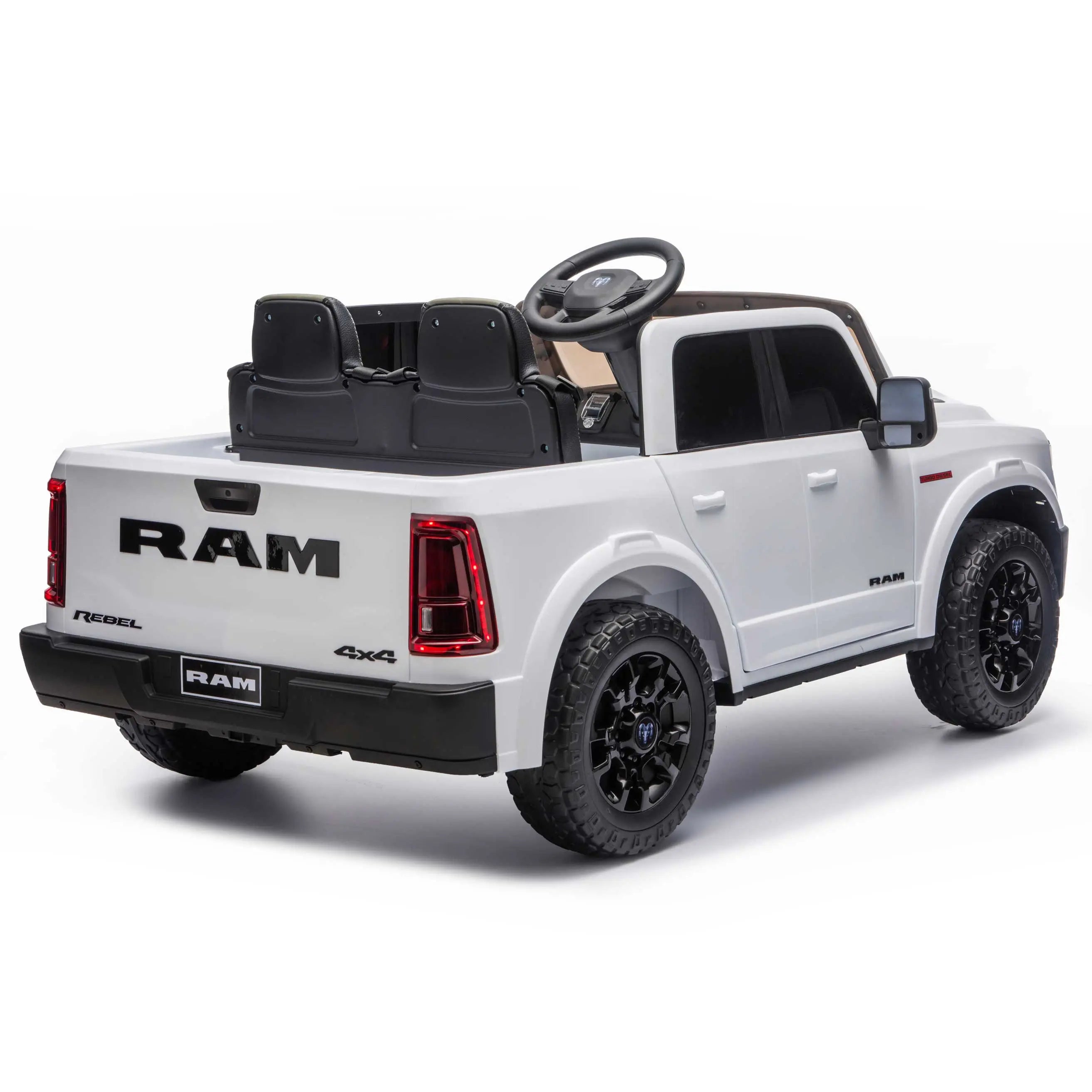 Moderno Kids Dodge Ram 2500 Rebel 24V Kids Ride-On Car Truck with R/C Parental Remote | White