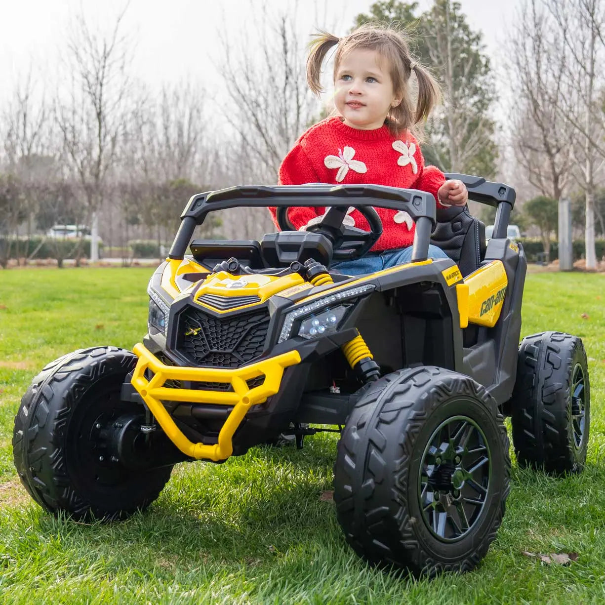Moderno Kids Can-Am Maverick Custom Edition 24V Kids Ride-On UTV Buggy Car | Yellow