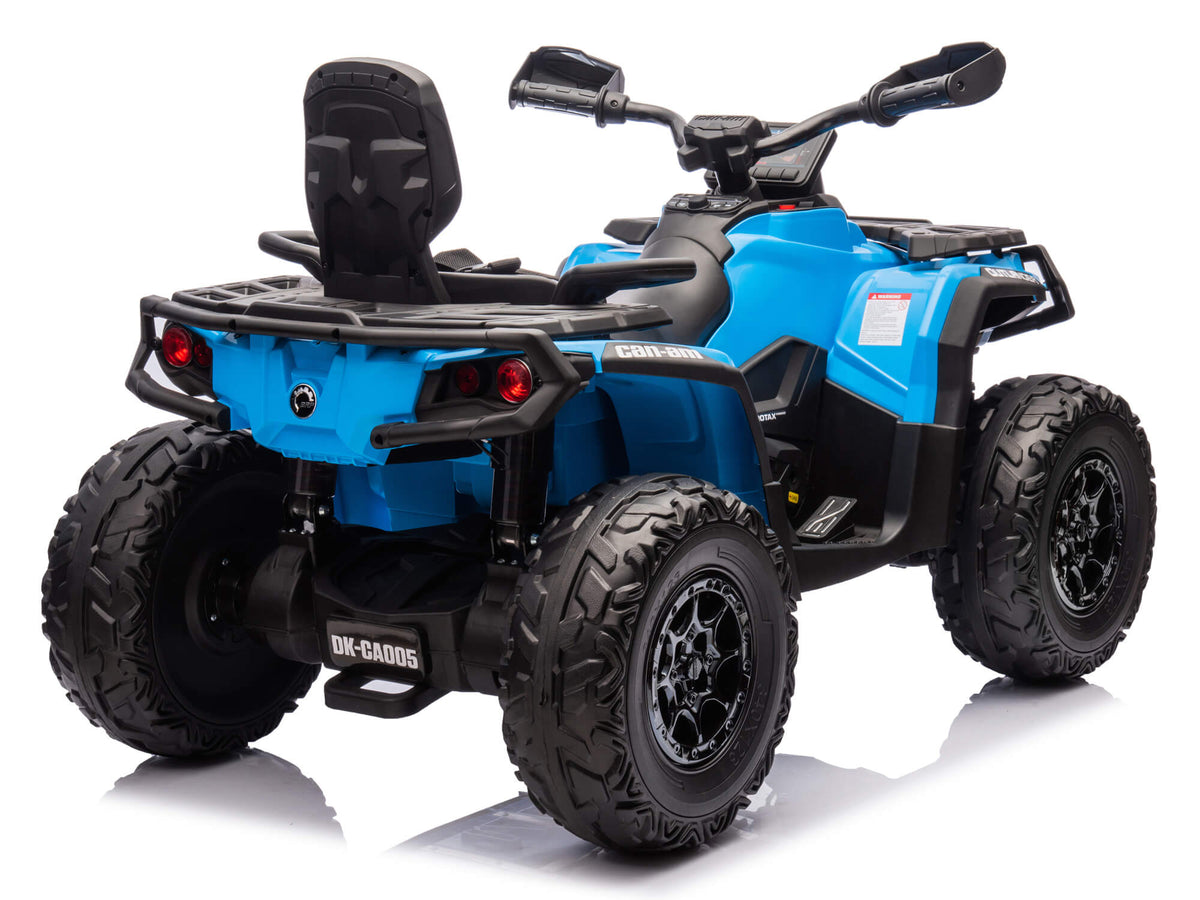 Blue Can-Am Outlander 24V Kids ATV Quad, Rear Right Angle