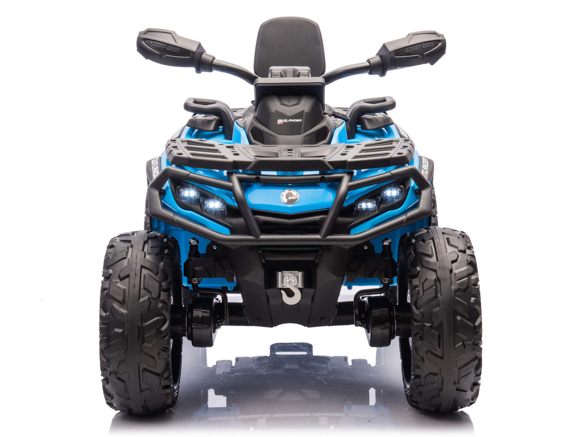 Front View of the Blue Can-Am Outlander 24V Two-Seater Kids Quad