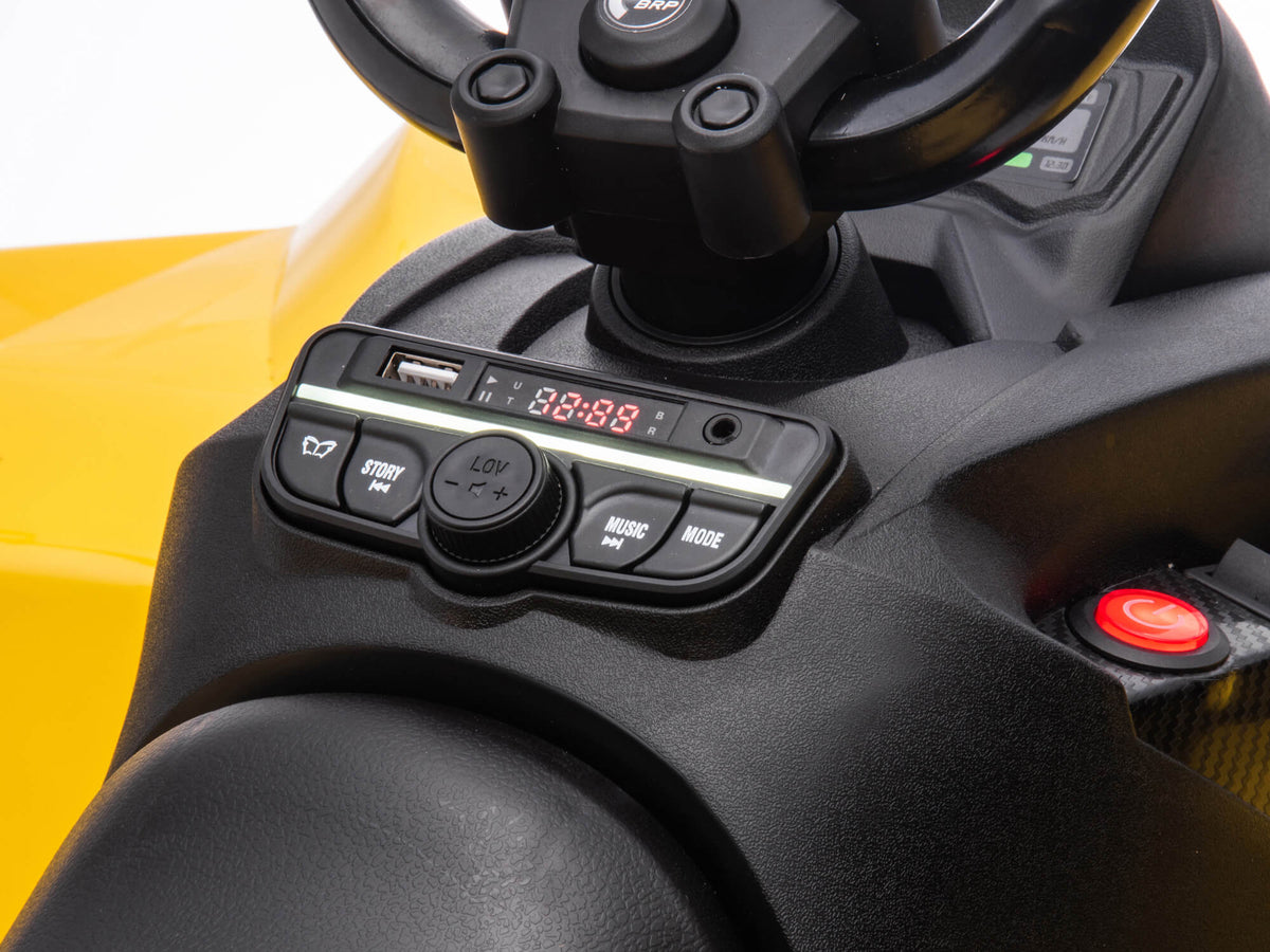 Media Player Controls Close-Up on the Can-Am Renegade 24V Kids Quad