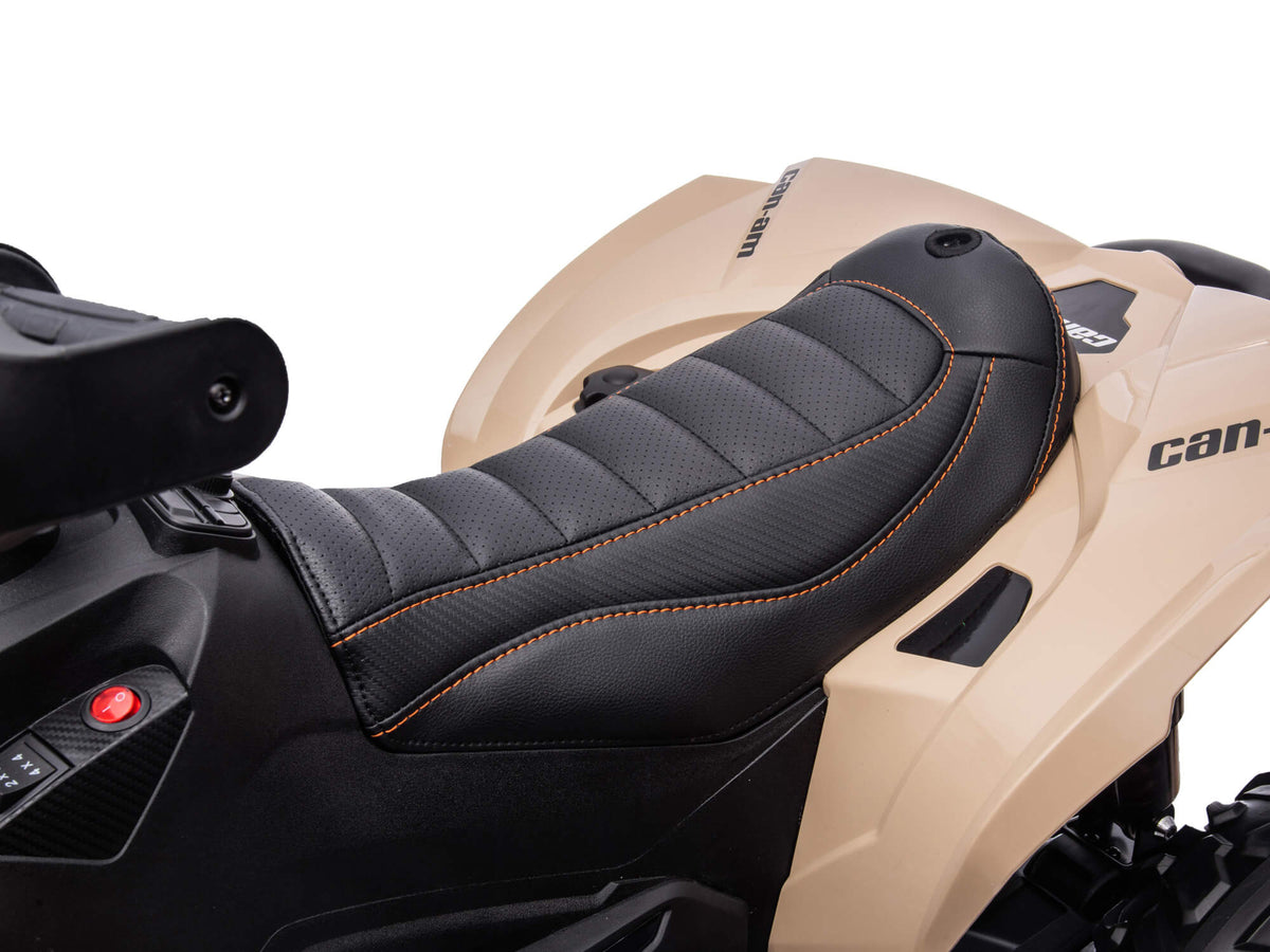 Leather Seat Close-Up on the Can-Am Renegade 24V 4WD Kids Quad