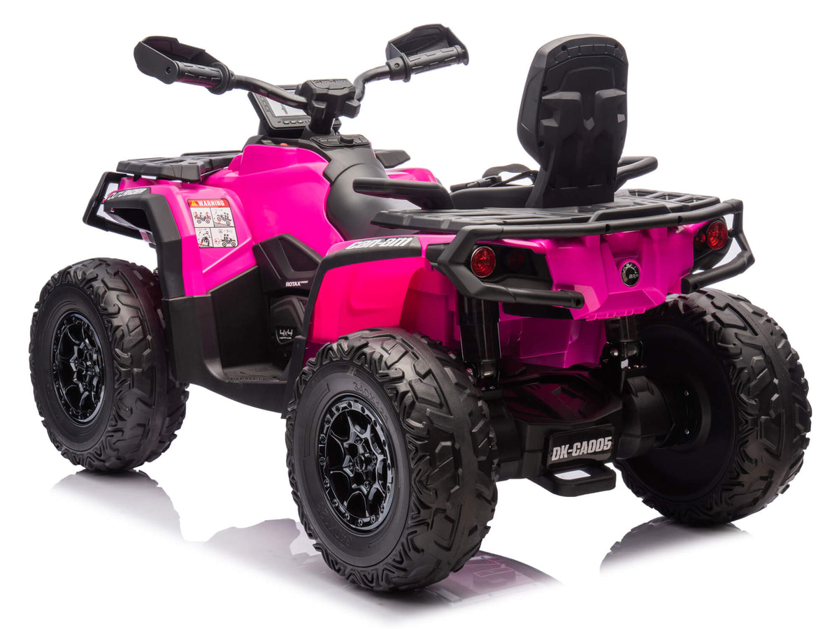 Deep Pink Can-Am Outlander 4WD Kids Ride-On ATV, Back Left View