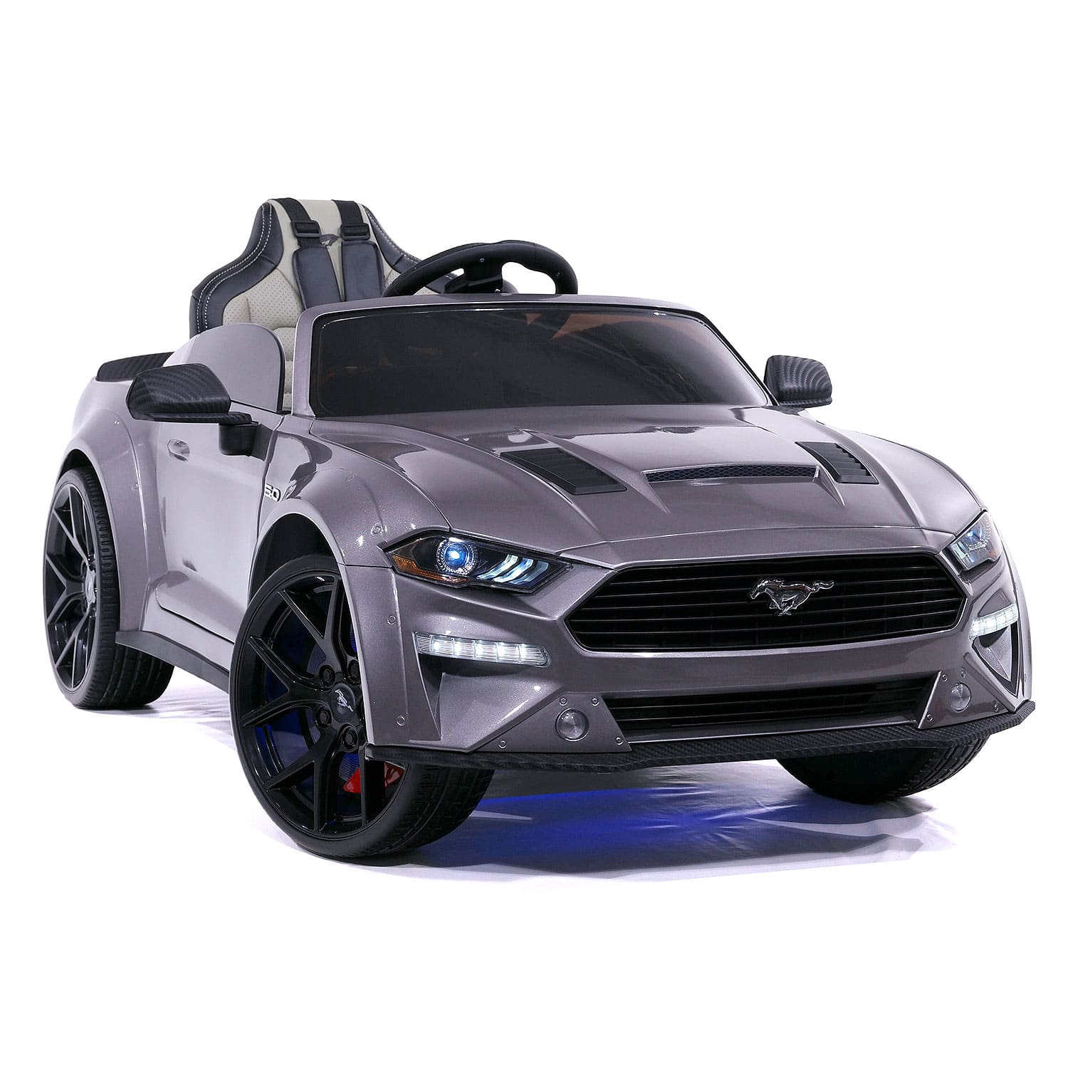 Ford Mustang GT Custom Edition 24V Kids Ride-On Car with R/C Parental  Remote Gray