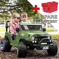 Moderno Kids Trail Explorer 12V Kids Ride-On Car Truck with R/C Parental Remote + Spare Battery | Olive