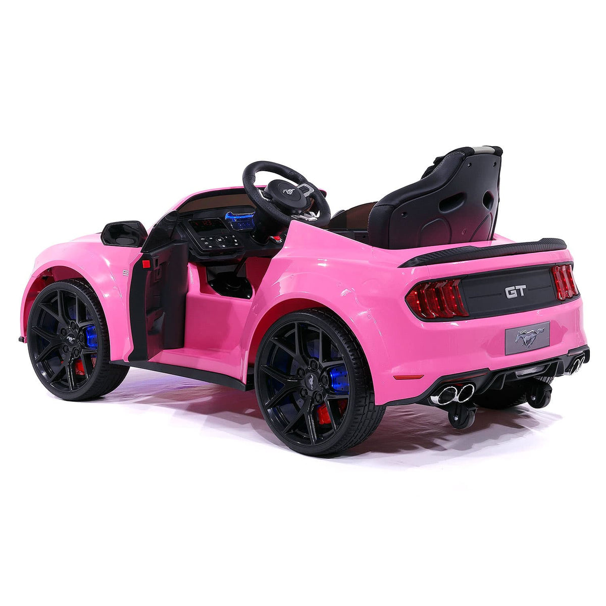 Pink Ford Mustang GT Custom Edition Ride-On, Rear Left View with Door Open
