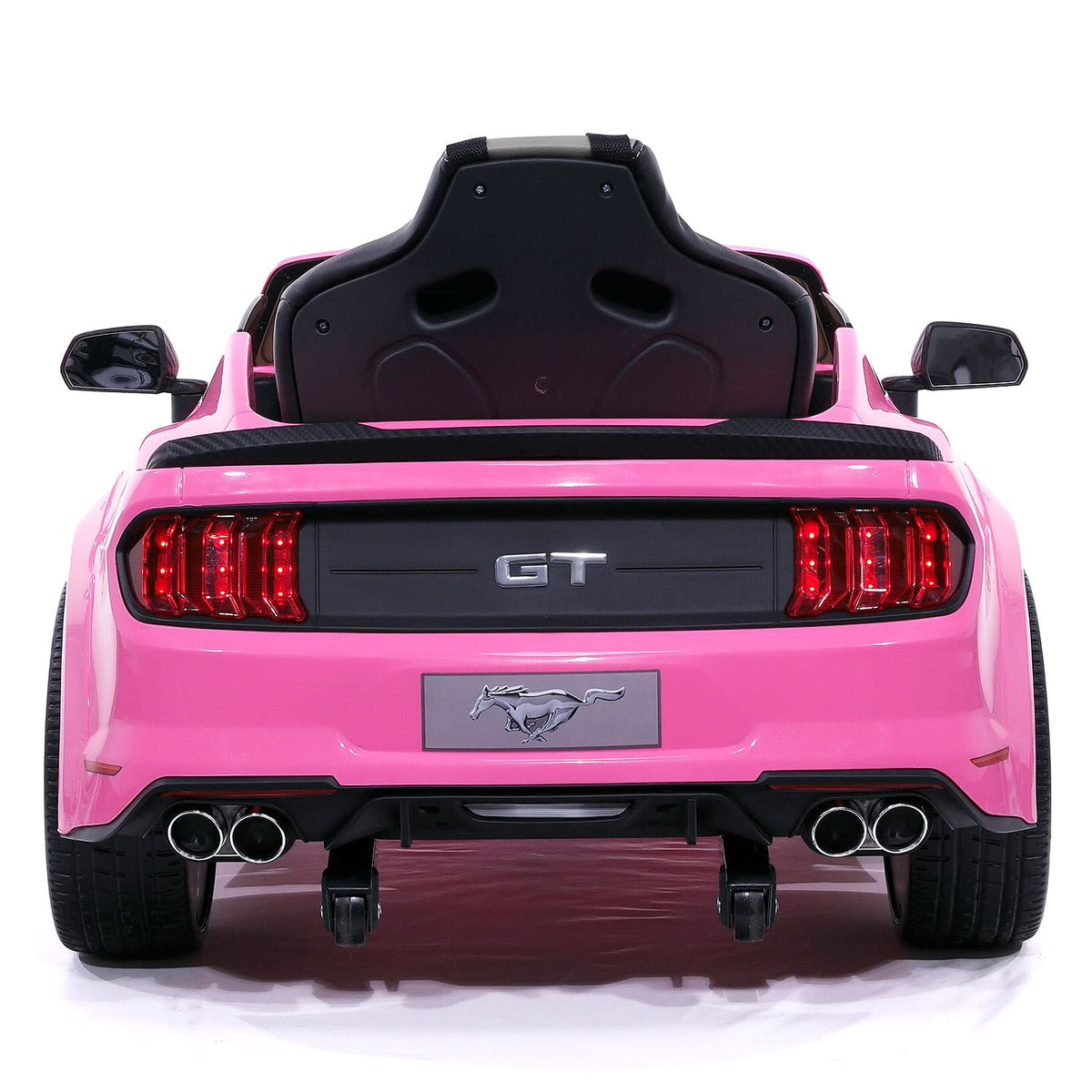 Back View of the Pink Ford Mustang GT 24V Kids Car Showing LED Tail Lights