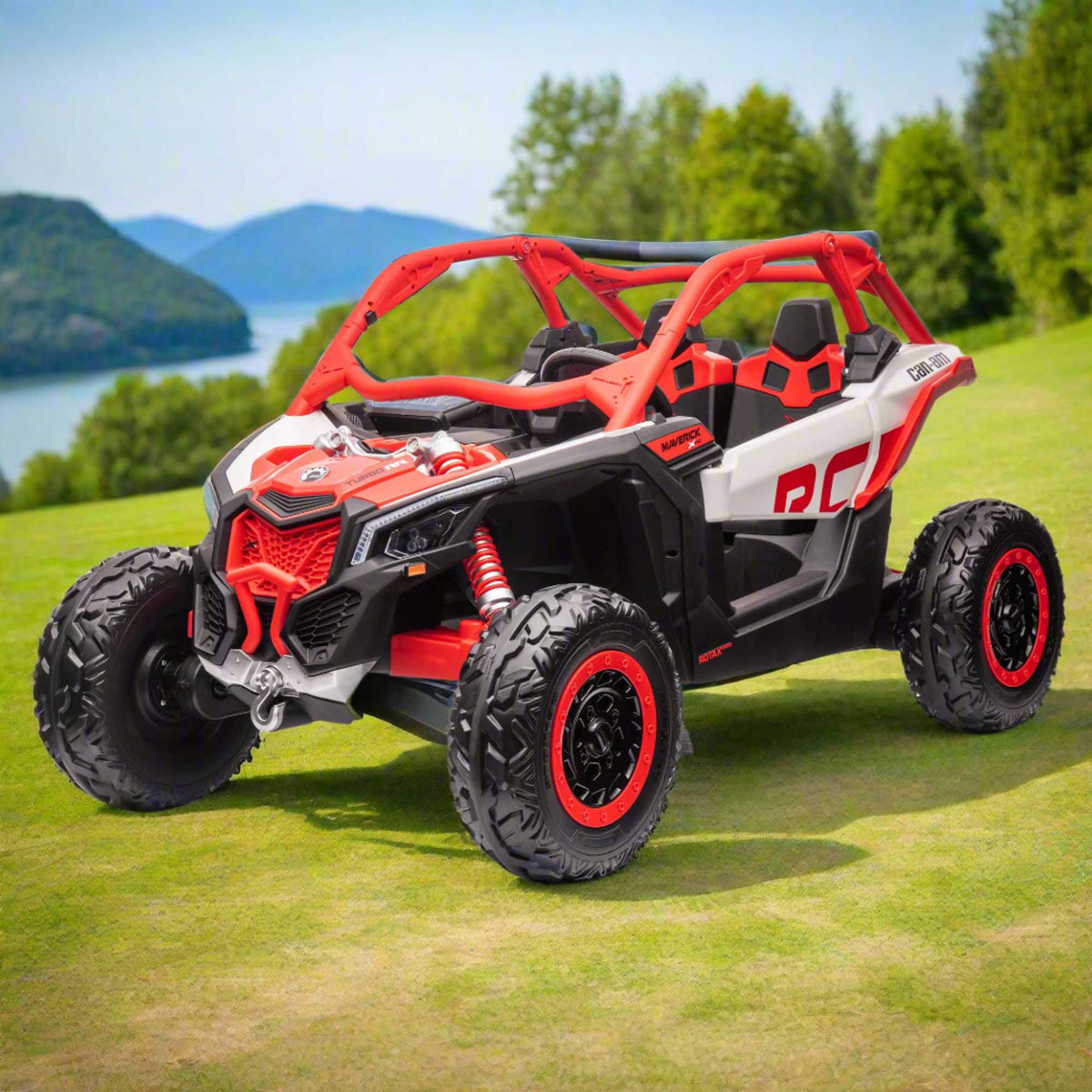Moderno Kids Can-Am Maverick XL Custom Edition 24V Kids Ride-On UTV Buggy Car | Red