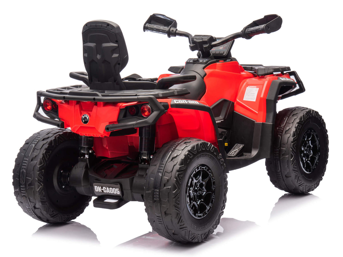 Back Right Angle of the Red Can-Am Outlander 24V 4WD Kids ATV