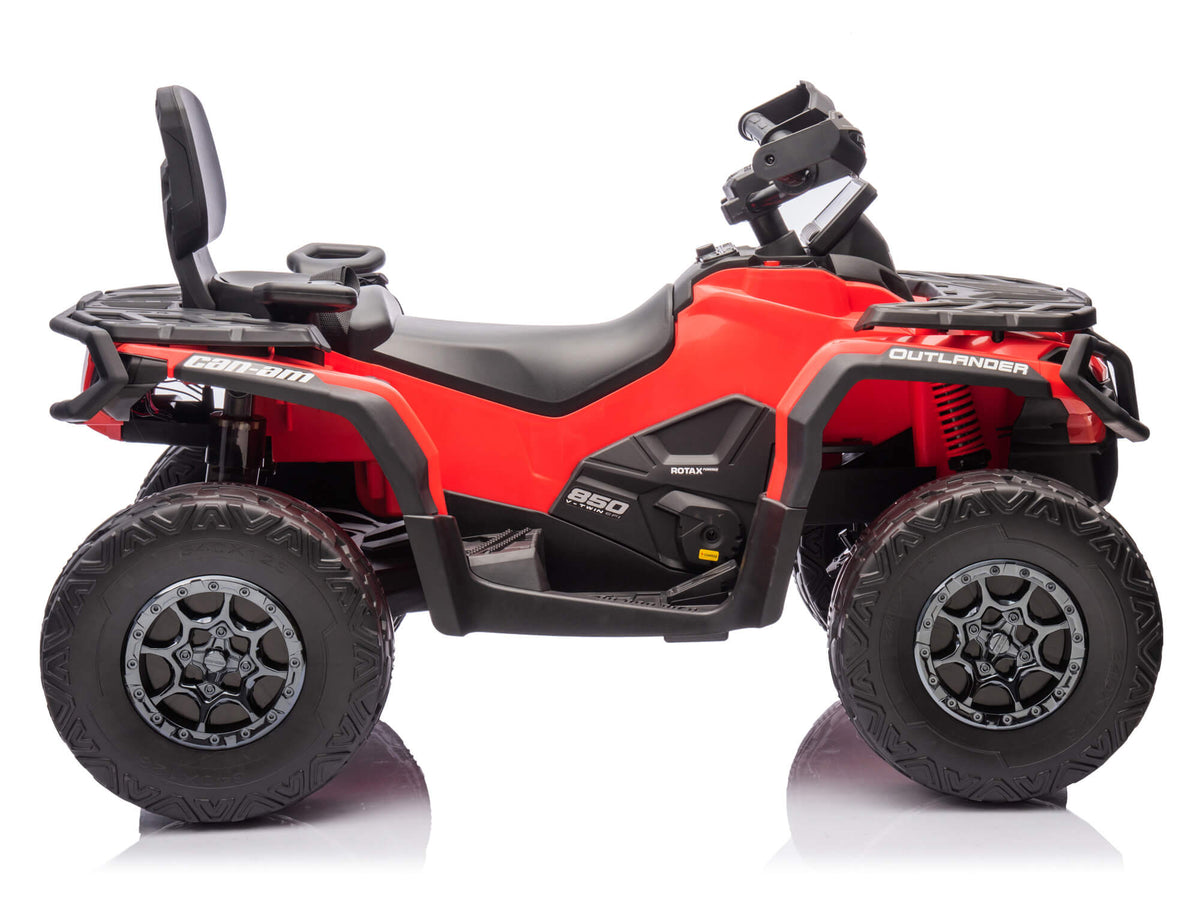 Red Can-Am Outlander Two-Seater Kids Ride-On ATV, Right Side View
