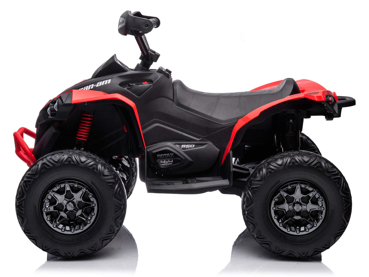 Left Side Profile of the Red Can-Am Renegade 24V Kids Electric ATV
