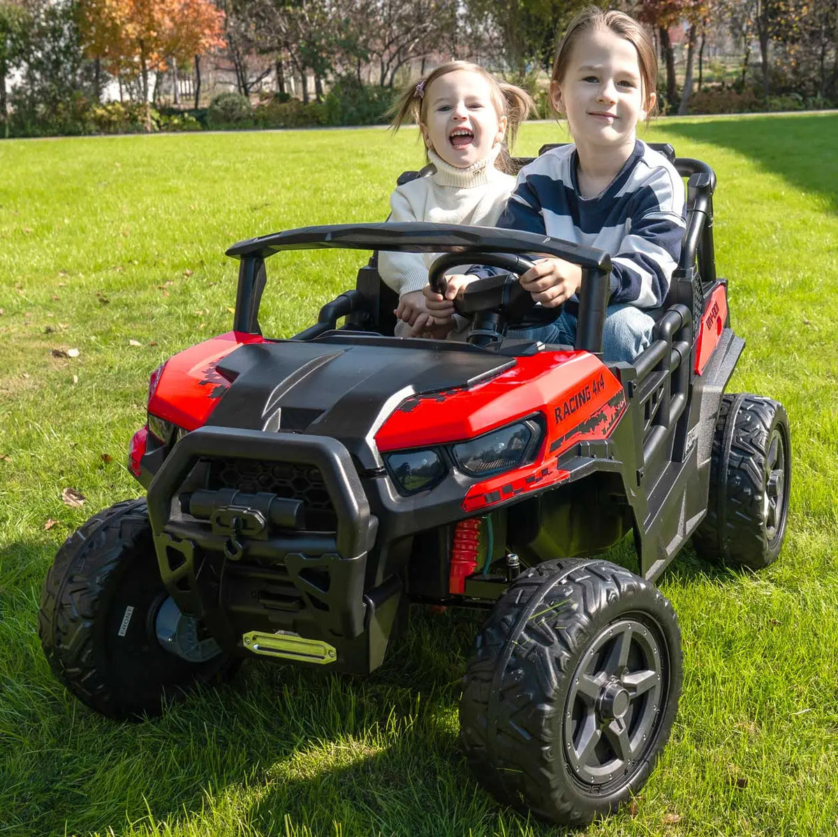 Moderno Kids Trail Rider 24V 4WD Kids Ride-On UTV with R/C Parental Remote | Red
