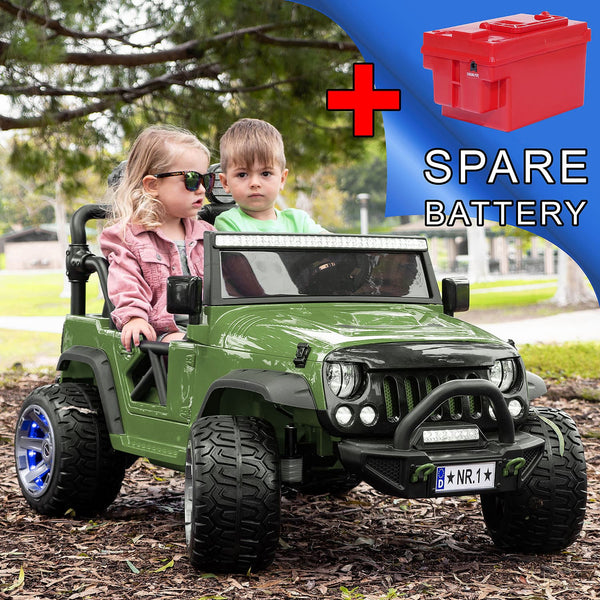 Moderno Kids Trail Explorer 12V Kids Ride-On Car Truck with R/C Parental Remote + Spare Battery | Olive