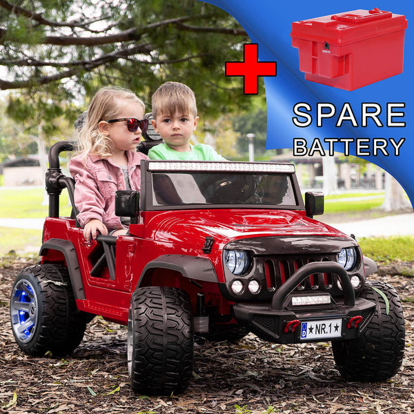 Moderno Kids Trail Explorer 12V Kids Ride-On Car Truck with R/C Parental Remote + Spare Battery | Cherryred