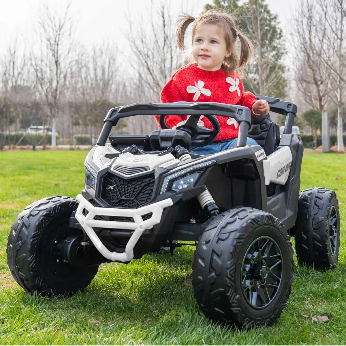 Moderno Kids Can-Am Maverick Custom Edition 24V Kids Ride-On UTV Buggy Car | White