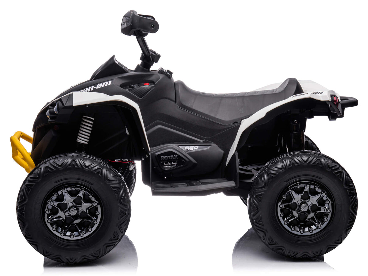 White Can-Am Renegade 24V 4WD Kids Quad Bike Shown in Left Profile