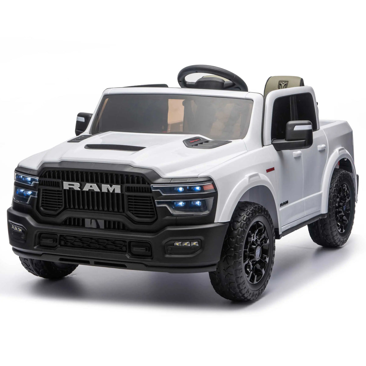 Moderno Kids Dodge Ram 2500 Rebel 24V Kids Ride-On Car Truck with R/C Parental Remote | White