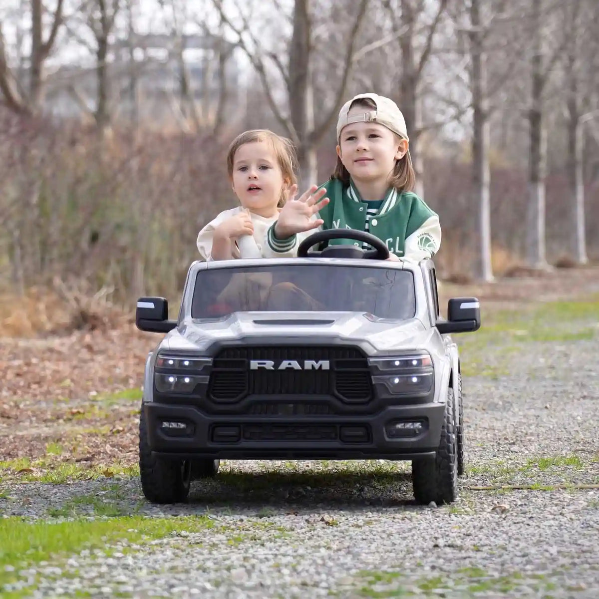 Moderno Kids Dodge Ram 2500 Rebel 24V Kids Ride-On Car Truck with R/C Parental Remote | White