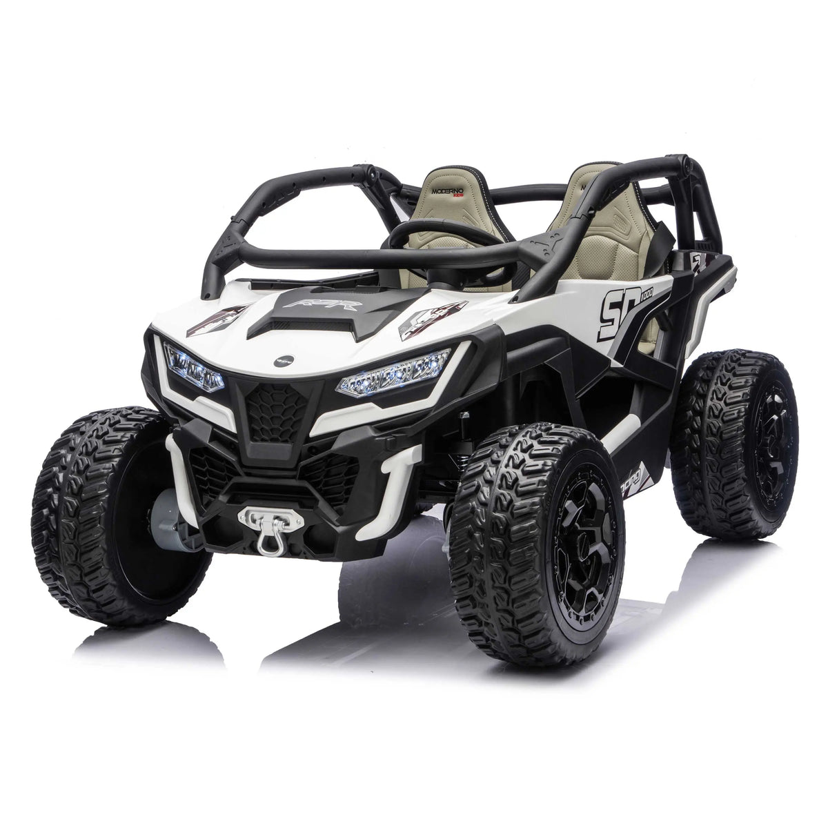 Moderno Kids Trail Runner 24V 4WD Kids Ride-On UTV with R/C Parental Remote | White