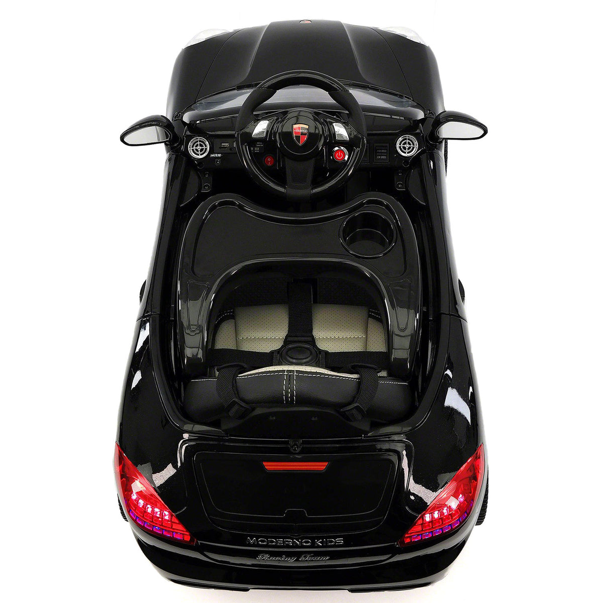 Moderno Kids Kiddie Roadster 12V Kids Electric Ride-On Car with R/C Parental Remote | Black Metallic