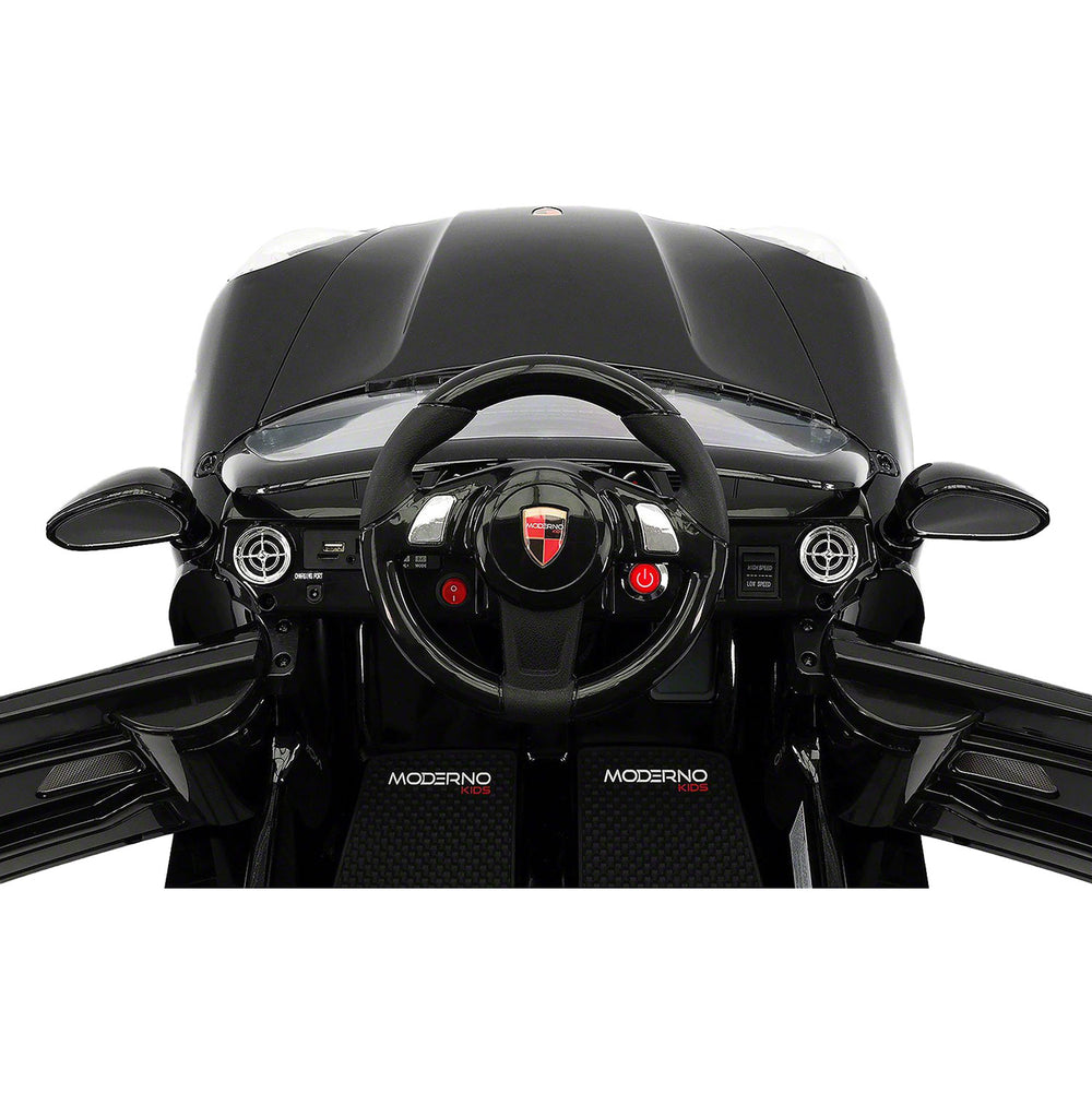Moderno Kids Kiddie Roadster 12V Kids Electric Ride-On Car with R/C Parental Remote | Black Metallic