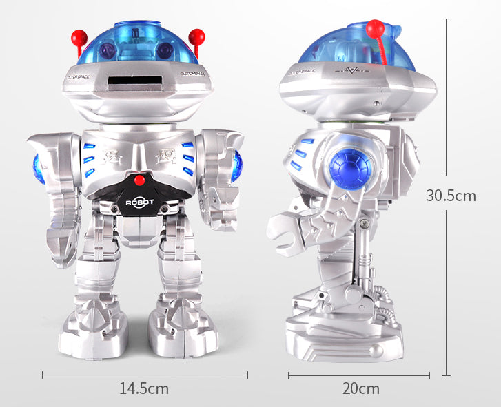 Moderno Kids Battery Operated Disc Shooting Robot with RC Remote Control | Silver