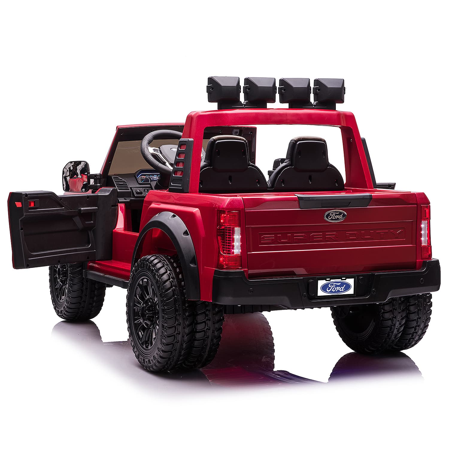 Moderno Kids Ford F450 Custom Edition 24V Kids Ride-On Car Truck with R/C Parental Remote | Cherry Red
