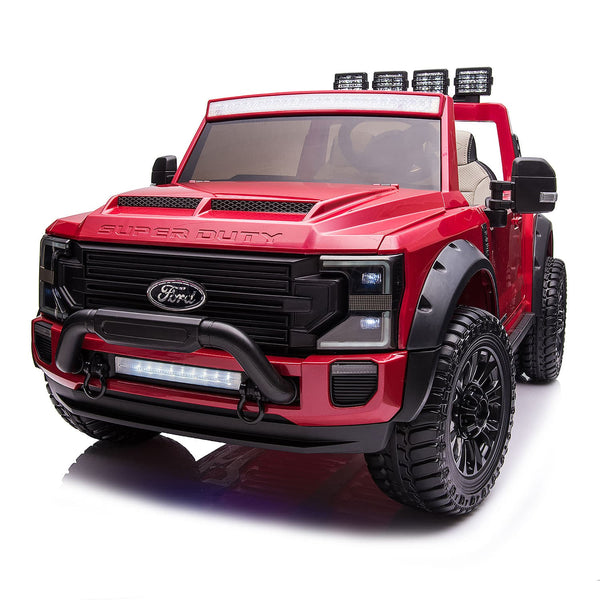 Moderno Kids Ford F450 Custom Edition 24V Kids Ride-On Car Truck with R/C Parental Remote | Cherry Red