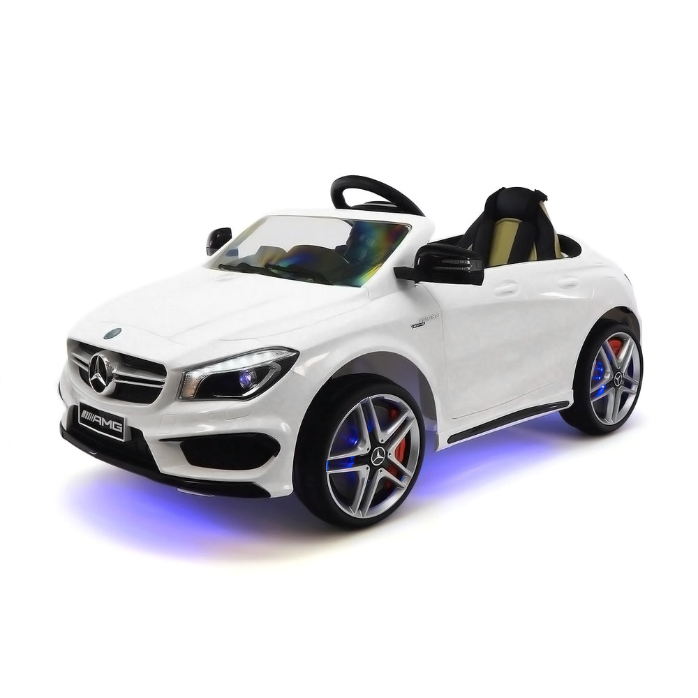 Moderno Kids Mercedes CLA45 12V Kids Ride-On Car with R/C Parental Remote | White