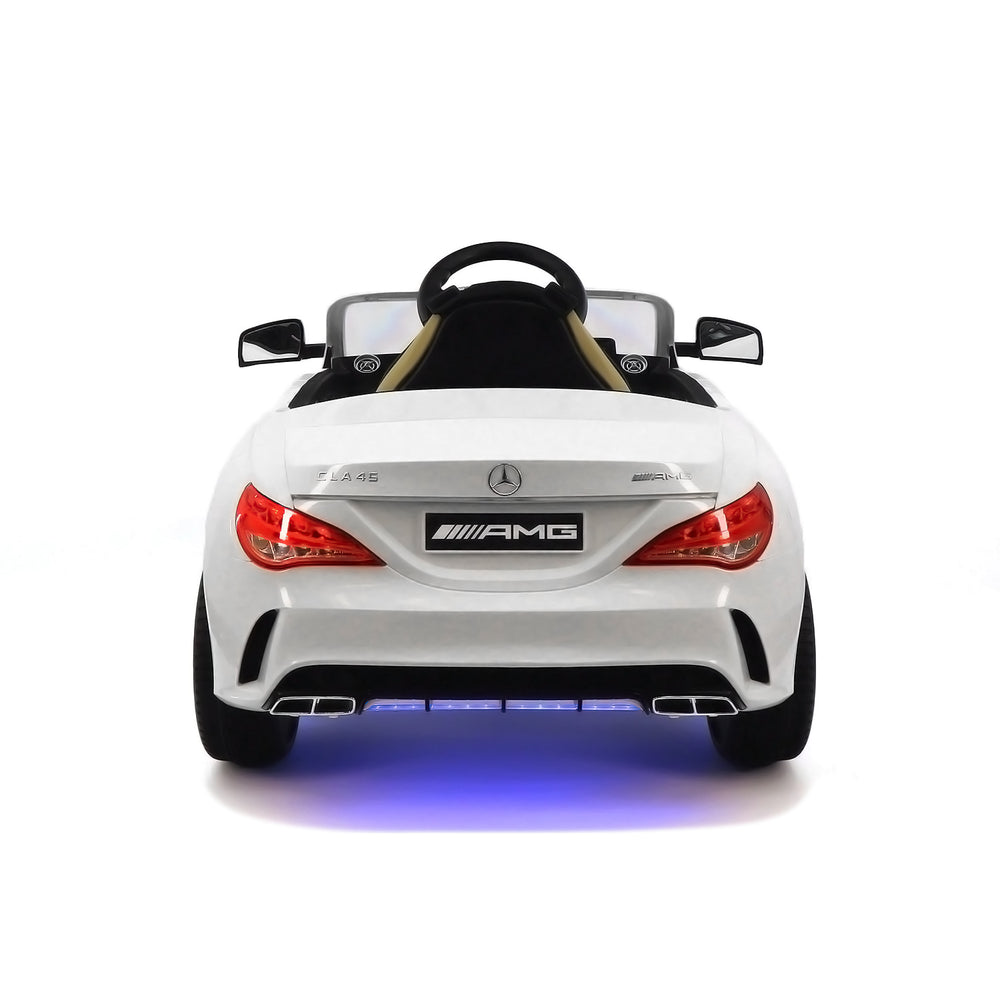 Moderno Kids Mercedes CLA45 12V Kids Ride-On Car with R/C Parental Remote | White
