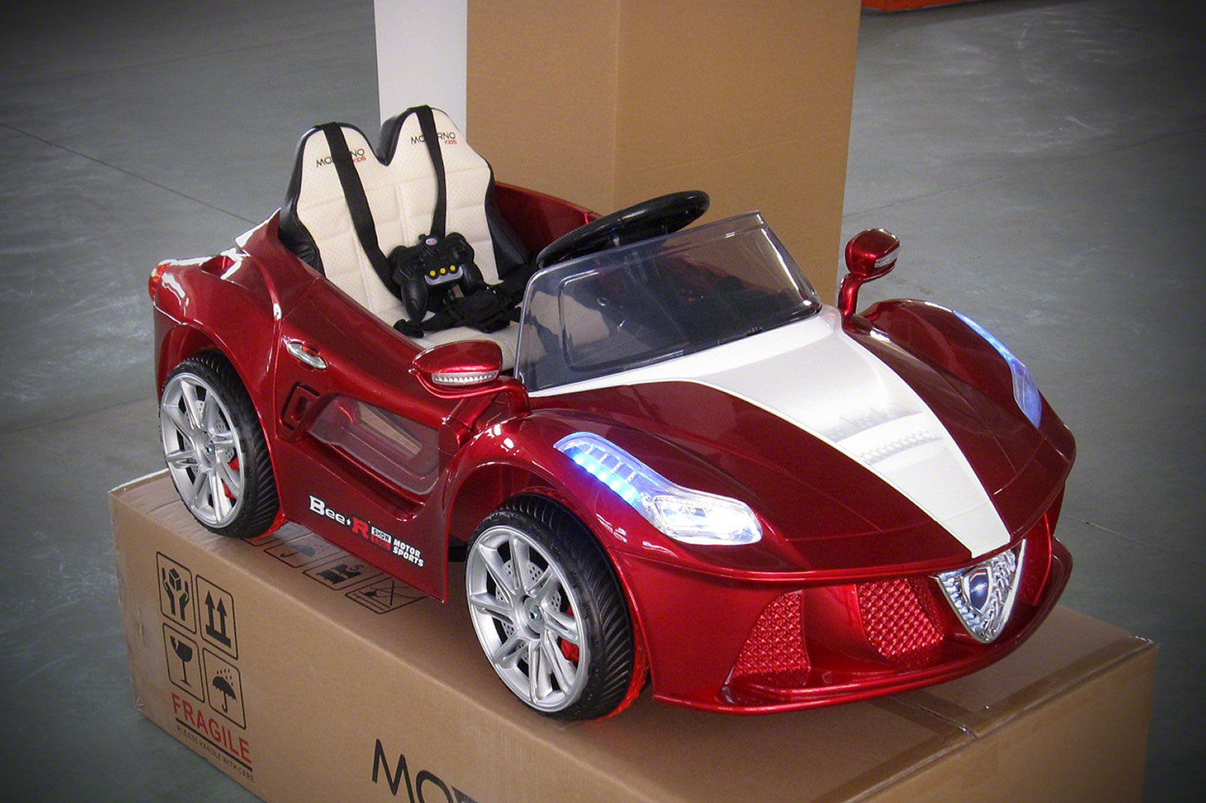 Moderno Kids Spider GT Kids 12V Ride-On Car with R/C Parental Remote | Cherry Red