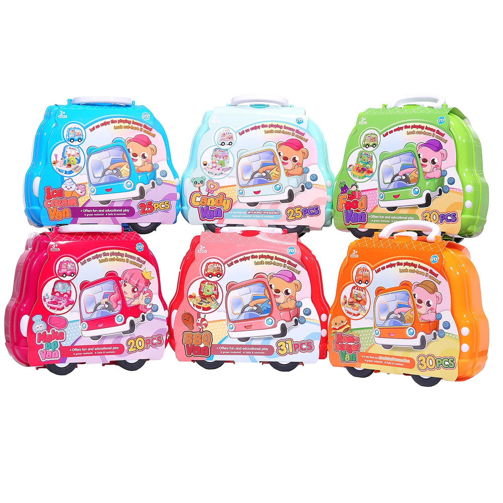 Moderno Kids 25PCS. Kids Pretend Ice Cream Playset with Stickers and Storage Van Case