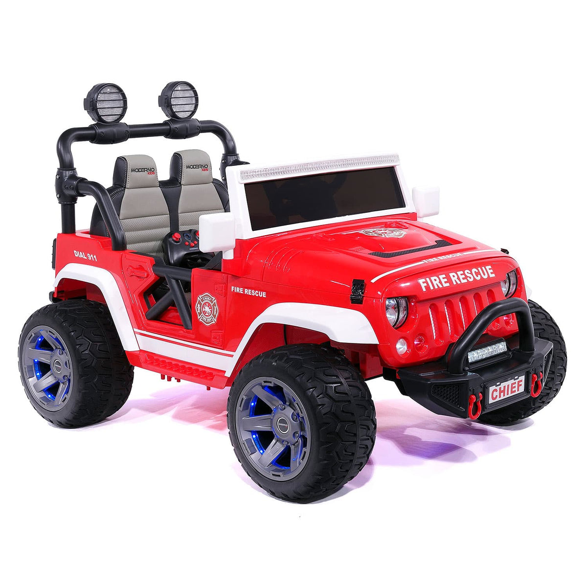 Moderno Kids Trail Explorer 12V Kids Ride-On Car Truck with R/C Parental Remote | Fire Rescue