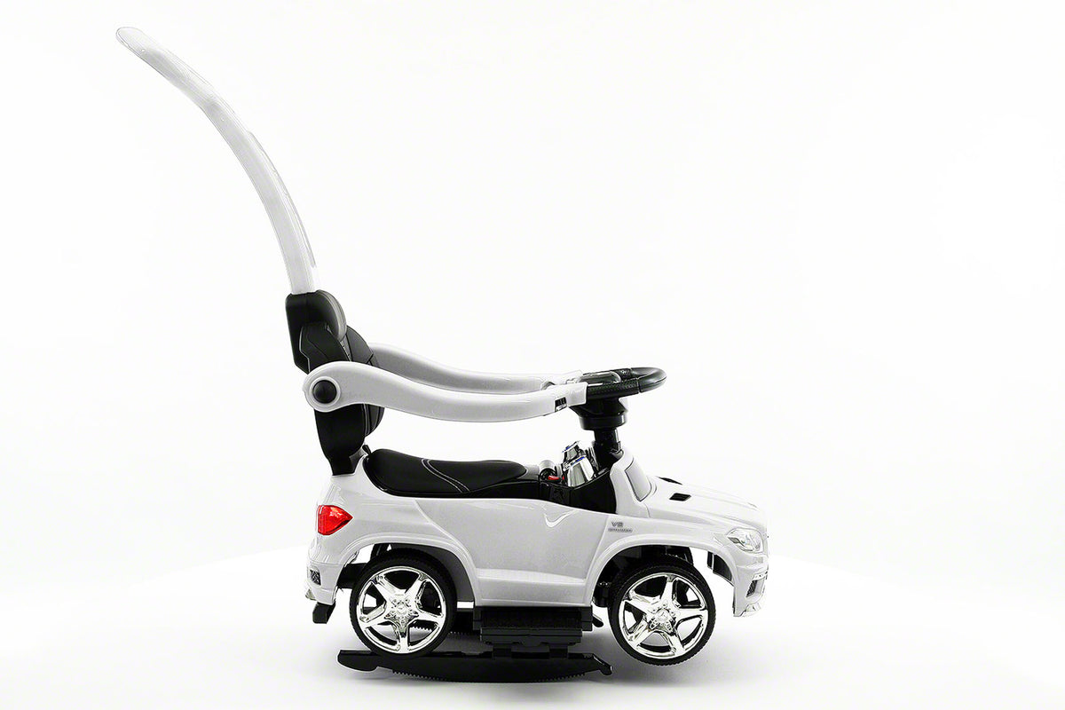 Moderno Kids Mercedes GL63 Kids Convertible Ride On Push and Foot to Floor Car | White