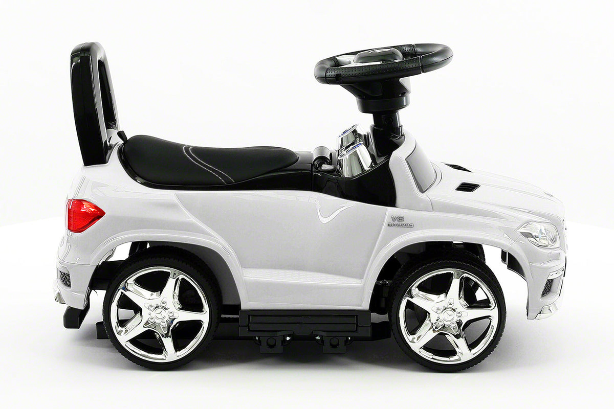 Moderno Kids Mercedes GL63 Kids Convertible Ride On Push and Foot to Floor Car | White