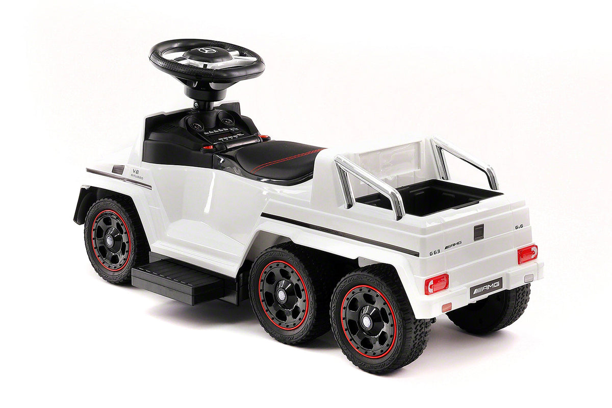 Moderno Kids Mercedes G63 AMG 6x6 Children Electric Ride On Convertible Push and Foot to Floor Car | White