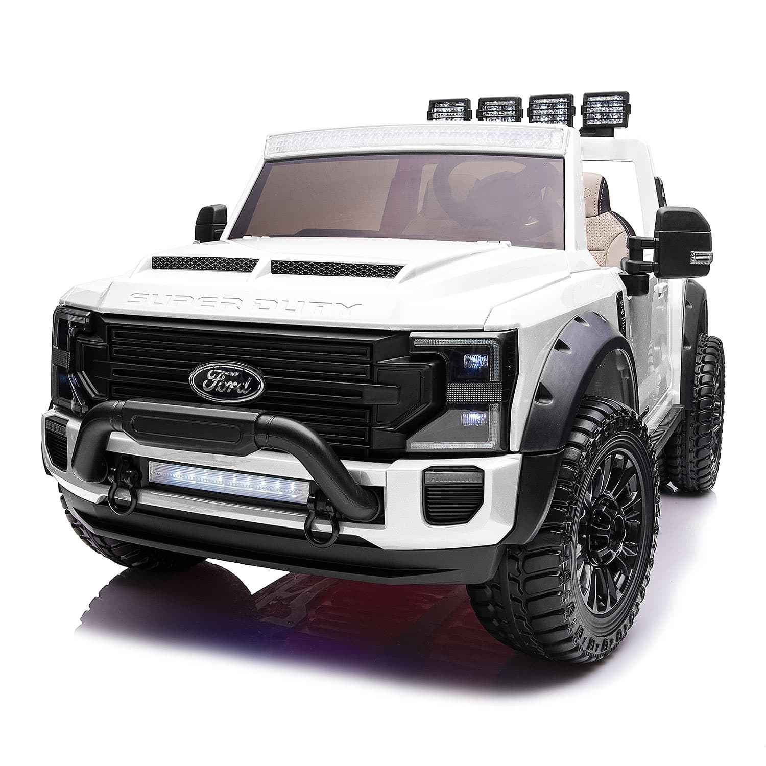 Moderno Kids Ford F450 Custom Edition 24V Kids Ride-On Car Truck with R/C Parental Remote | White