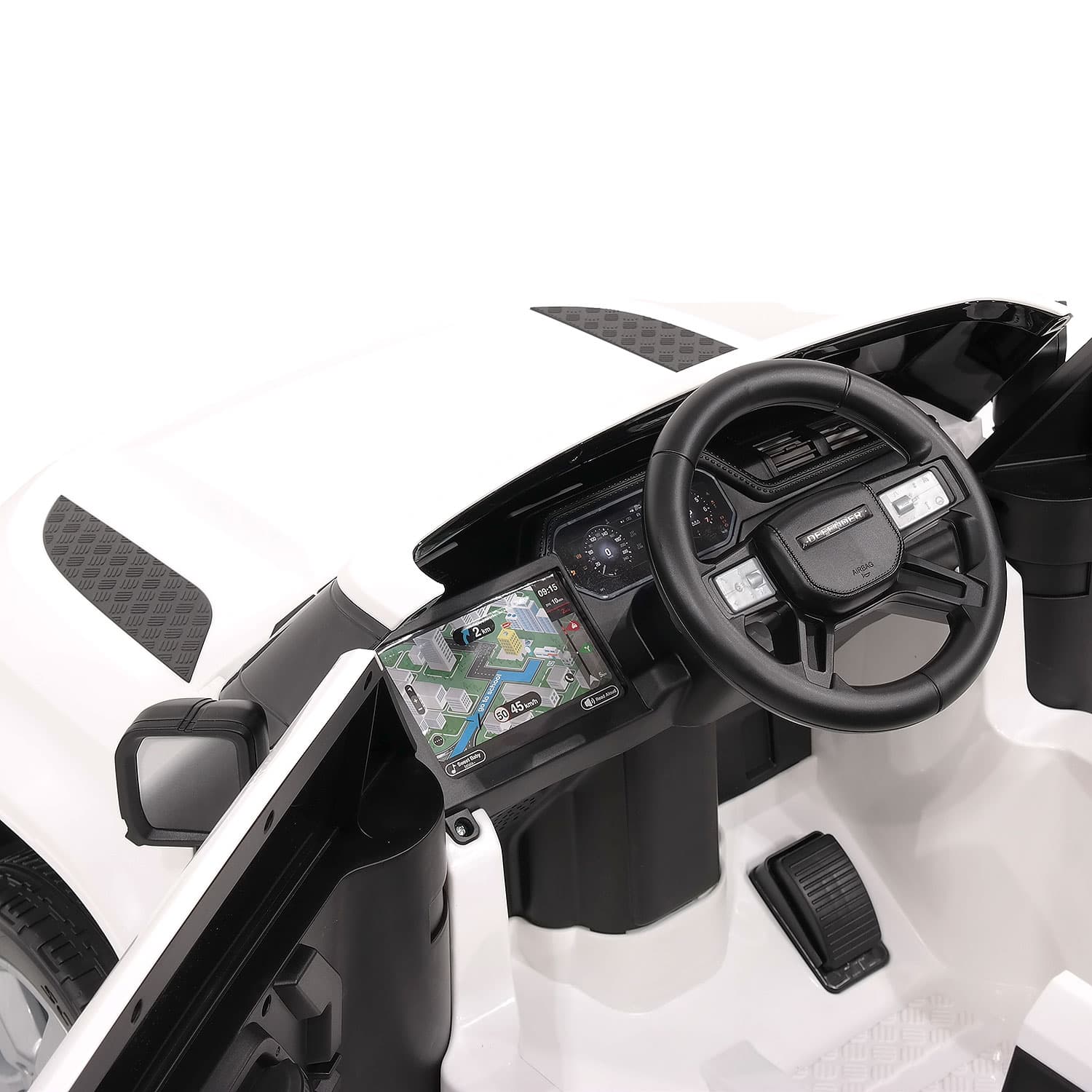 Moderno Kids Land Rover Defender 12V Kids Ride-On Car with R/C Parental Remote | White