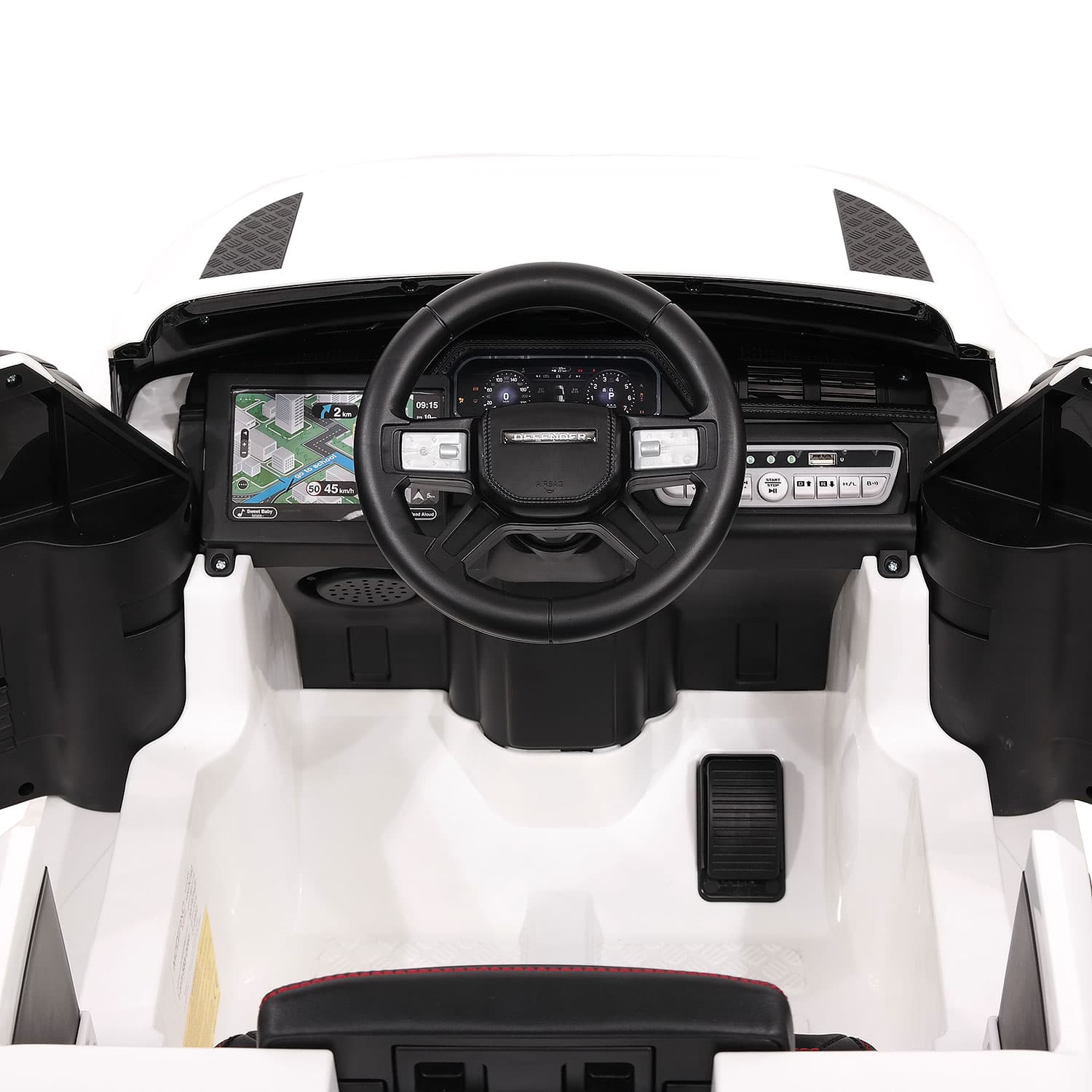 Moderno Kids Land Rover Defender 12V Kids Ride-On Car with R/C Parental Remote | White