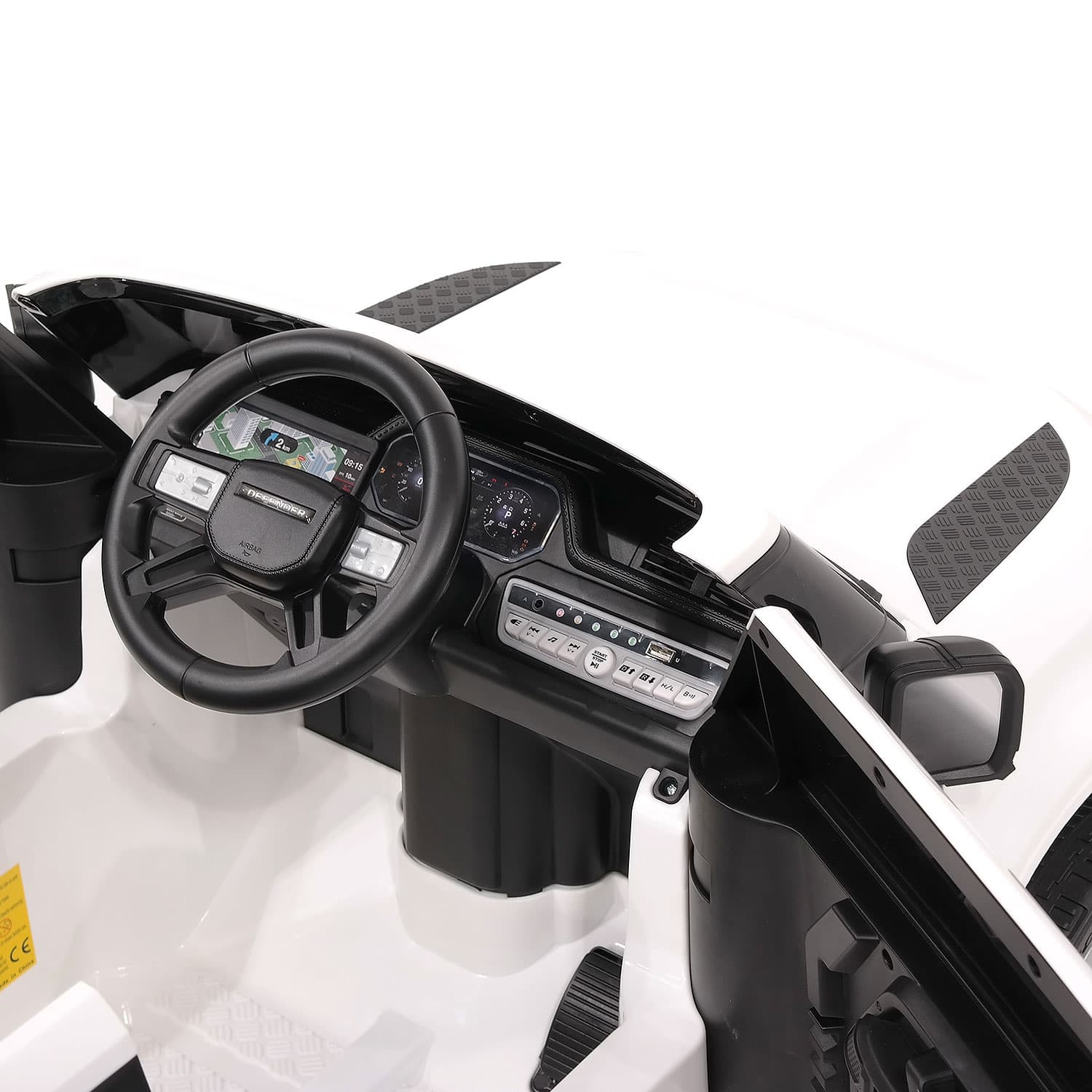 Moderno Kids Land Rover Defender 12V Kids Ride-On Car with R/C Parental Remote | White