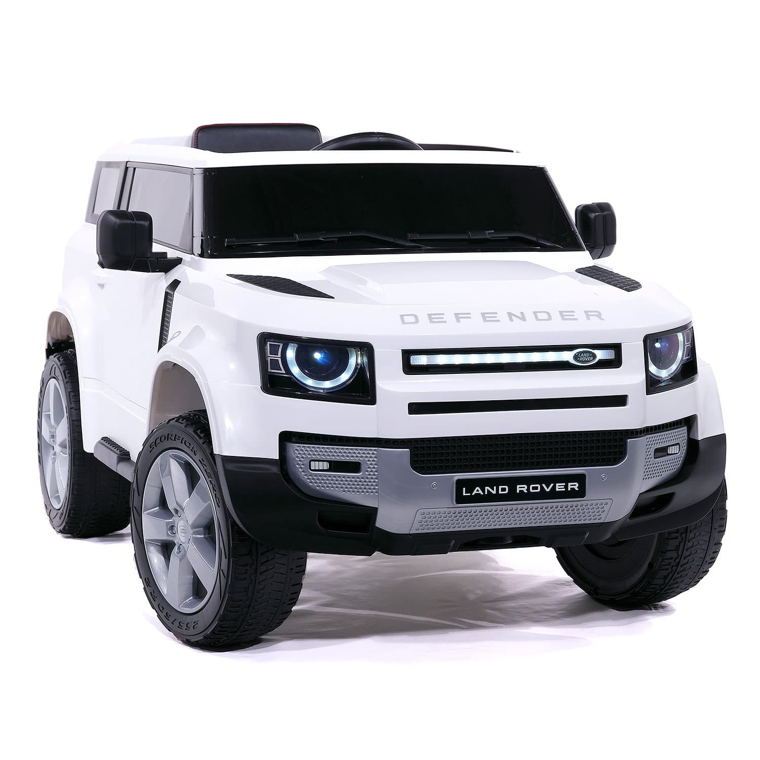 Moderno Kids Land Rover Defender 12V Kids Ride-On Car with R/C Parental Remote | White